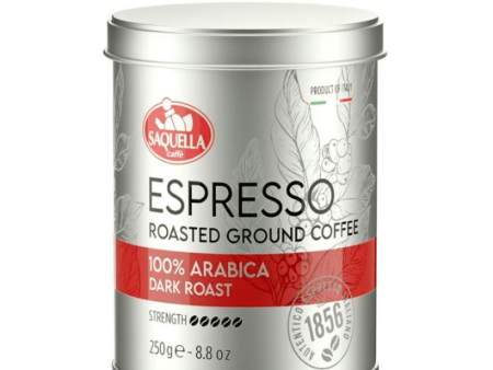 Saquella Ground Espresso coffee dark roast 100% Arabica, 8.8 oz For Sale