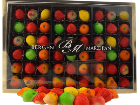 Bergen Marzipan 54 Piece Assorted Fruit Box, 25 oz Supply