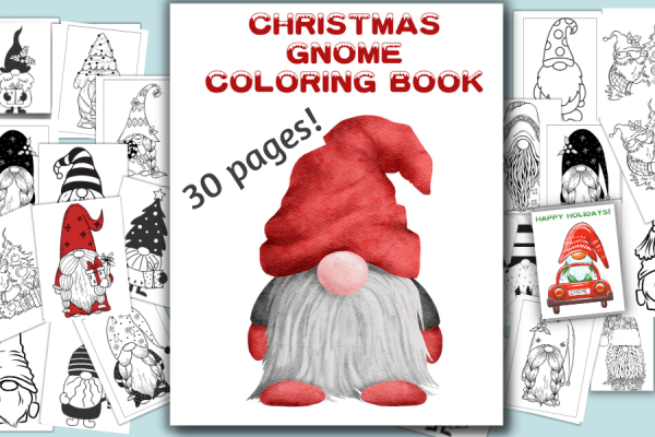 30 Christmas Gnome Coloring Sheets. Cute Elf Gnomes coloring book for stress and relaxation - 30 Holiday Gnomes coloring pages. Gnome Life Online