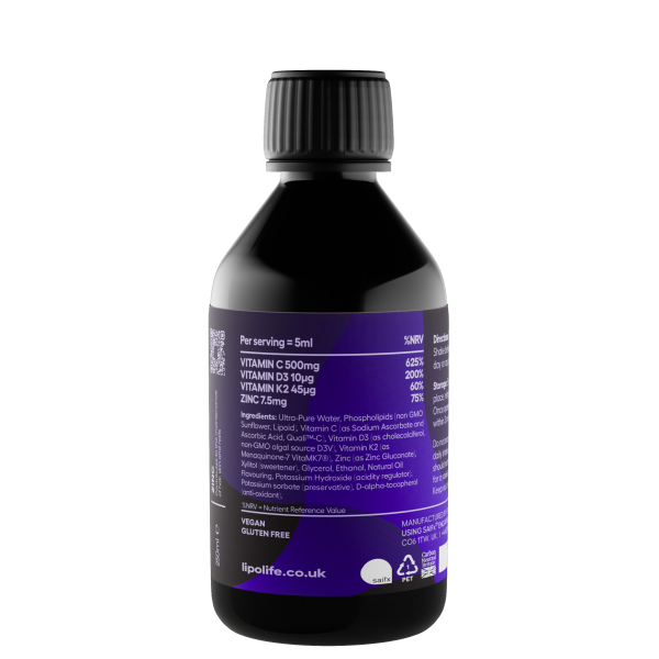 Lipolife LVC3- Liposomal Vitamins C, D3,K2 & Zinc, 250ml Sale