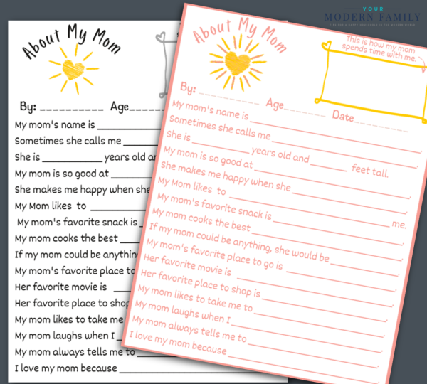 Mother s Day Printable: Mom Questionnaire & Grandma Questionnaire 8 Pack (instant download!) Supply