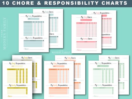 Daily & Weekly Responsibility Chore Chart for Kids (10 Varieties included!) Hot on Sale