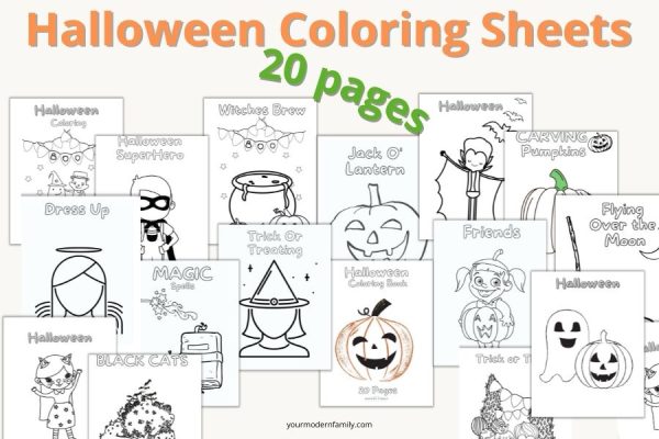 Printable Halloween Coloring Sheet Packet - 20 Printable Pages Cheap