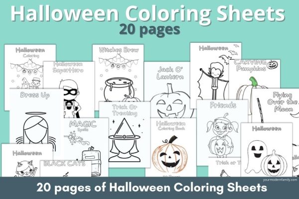 Printable Halloween Coloring Sheet Packet - 20 Printable Pages Cheap