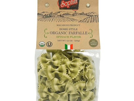 Sophia Spinach Flavored Organic Two Colored Farfalle Pasta, 8.8 oz Online now