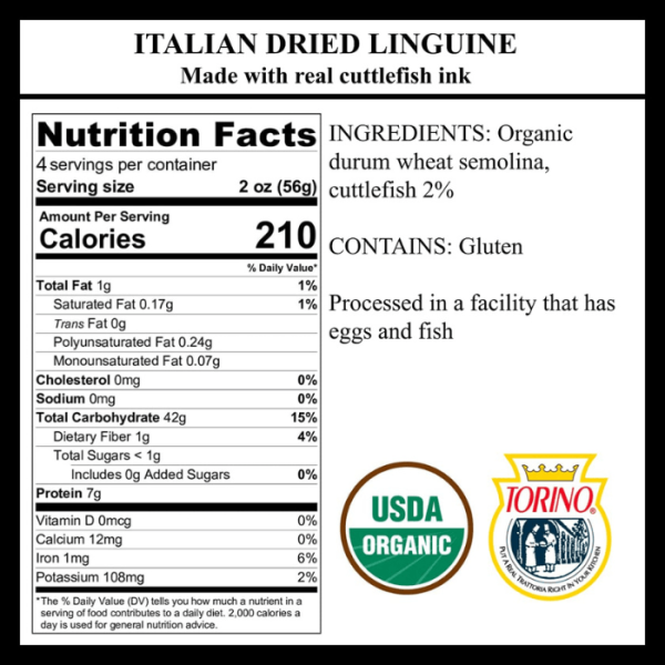 Torino Organic Cuttlefish Linguine Pasta, 8.8 oz For Sale