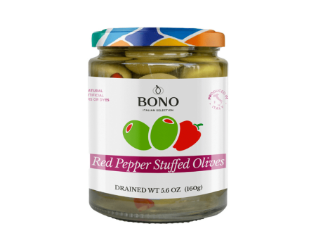 Bono Green Greek Olives Stuffed with Peppers, 5.6 oz Fashion