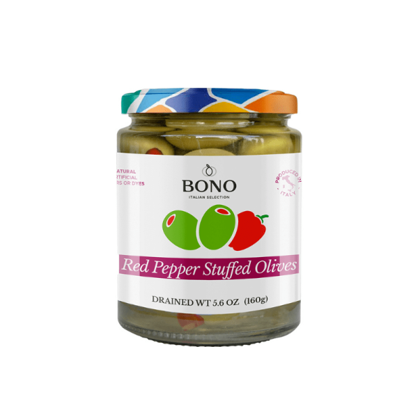 Bono Green Greek Olives Stuffed with Peppers, 5.6 oz Fashion