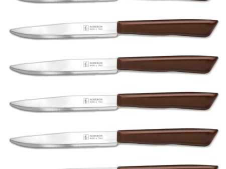 Inoxbonomi Italian Table Stainless Steel Steak Knife 11 cm Brown, Set of 6 on Sale