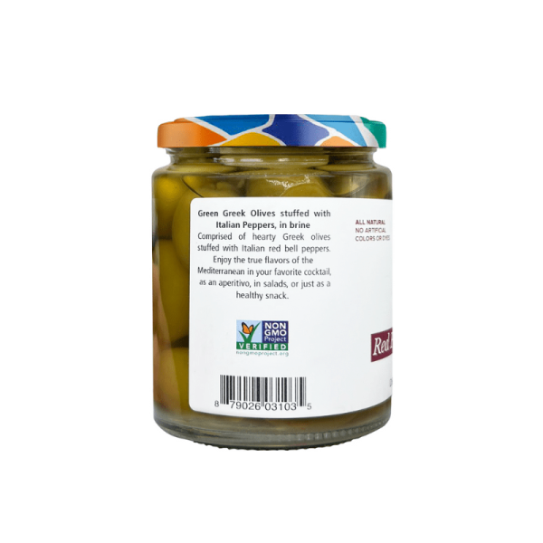 Bono Green Greek Olives Stuffed with Peppers, 5.6 oz Fashion