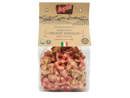 Sophia Beet Flavored Organic Two Colored Farfalle Pasta, 8.8 oz Fashion